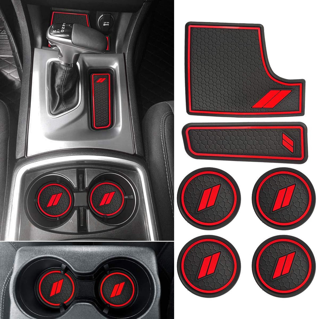  [AUSTRALIA] - Auovo Anti dust Mats for Dodge Charger 2015 2016 2017 2018 2019 2020 Accessories Custom Fit Cup Holder Liners Mats(6pcs/Set, red) red 6 pcs