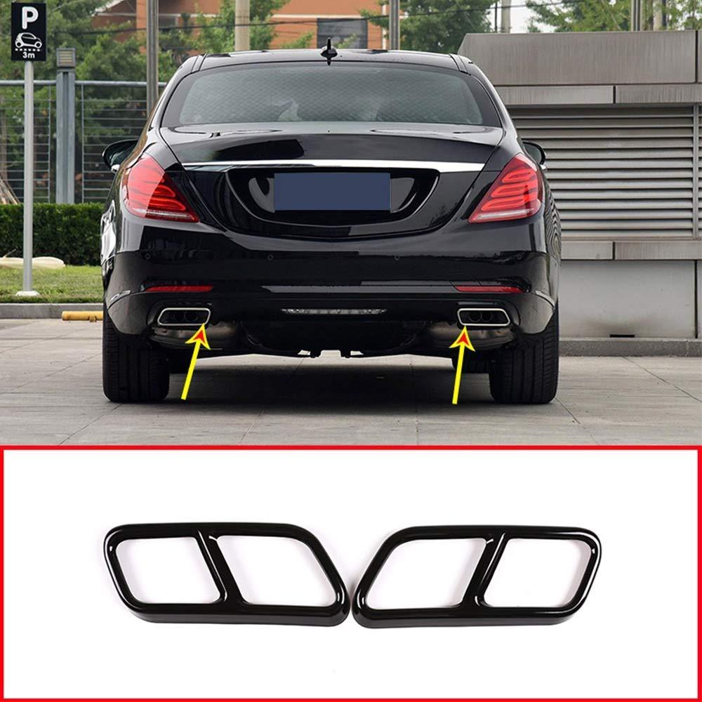 YIWANG Stainless Steel Exterior Accessories Exhaust Muffler Tail Pipe Trim Cover 2pcs For Mercedes-Benz S Class W221 W222 2010-2017 (Gloss Black) Gloss Black - LeoForward Australia