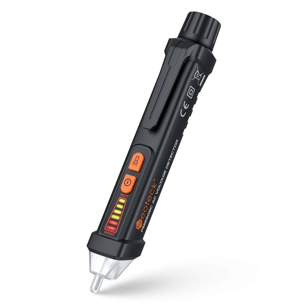  [AUSTRALIA] - Neoteck 12-1000V AC Non-Contact Voltage Tester Detector with Led Flashlight Buzzer Alarm Live/Null Wire Judgment- Black