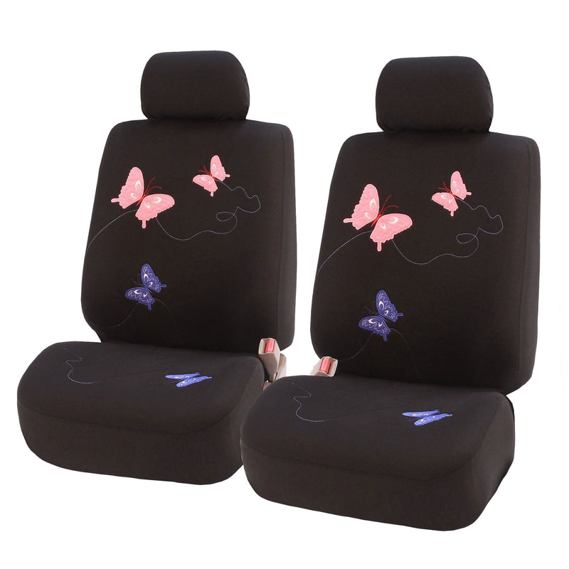  [AUSTRALIA] - TLH Butterfly Seat Covers Front, Black Color-Universal Fit for Cars, Auto, Trucks, SUV