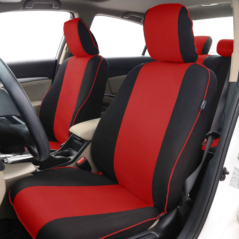  [AUSTRALIA] - TLH Edgy Piping Seat Covers Front, Airbag Compatibal, Red Color-Universal Fit for Cars, Auto, Trucks, SUV