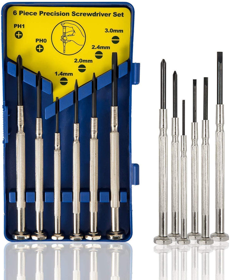  [AUSTRALIA] - 6Pcs Mini Screwdriver Set, Eyeglass Repair Screwdriver, Precision Repair Tool Kit with 6 Different Size Flathead and Philips Screwdrivers, Ideal for Watch, Jewelers