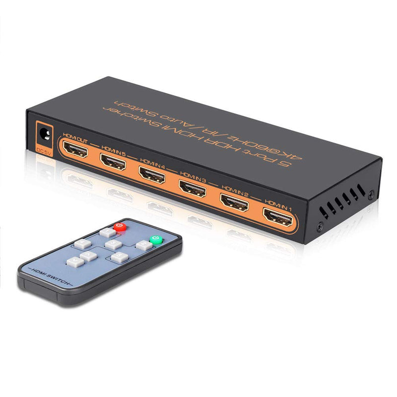  [AUSTRALIA] - iArkPower 5 Port 4K@60Hz HDMI Switch with Remote Support HDR10, Dolby Vision, Dolby Atmos, HDCP2.2, YCbCr 4:4:4, CEC