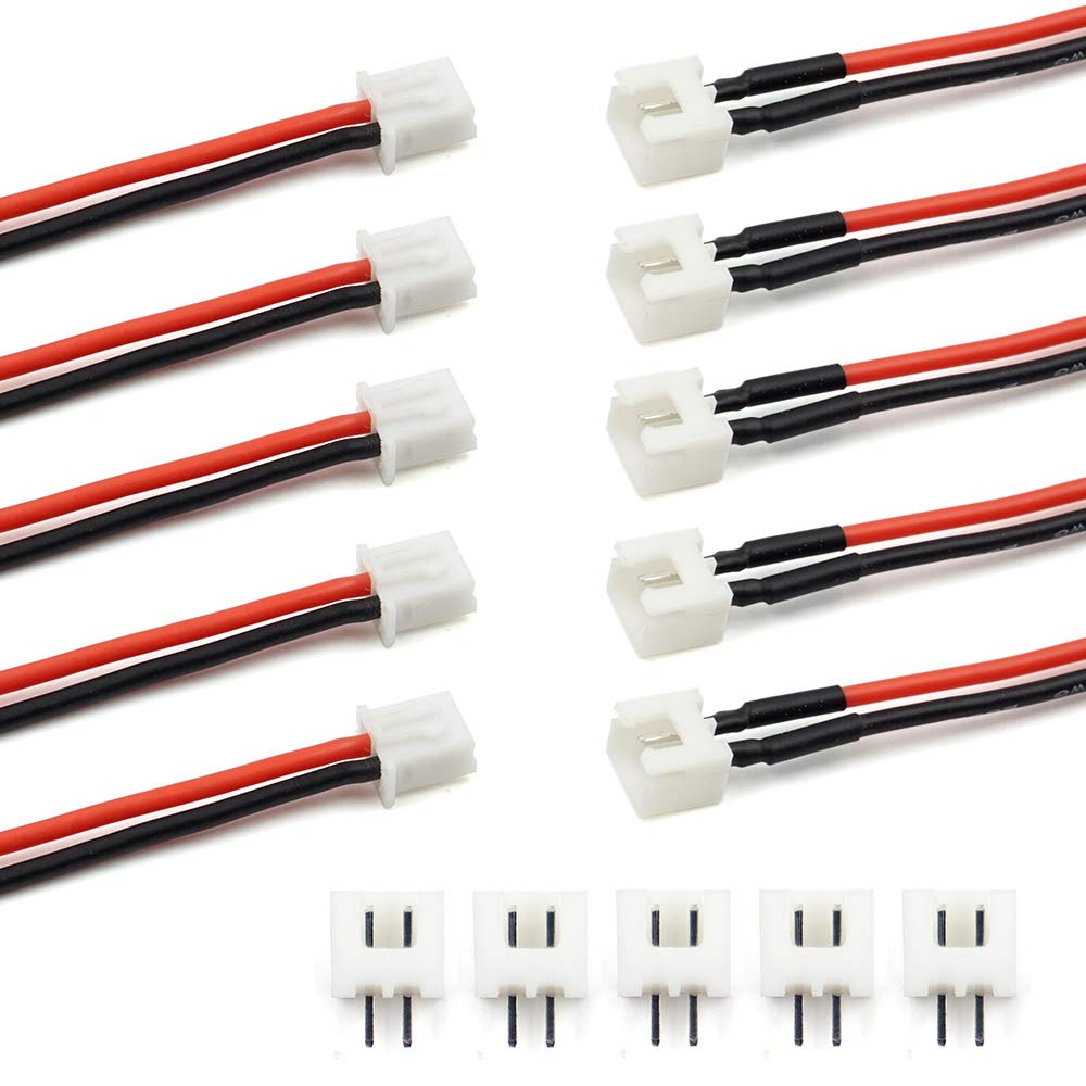  [AUSTRALIA] - 5 Pairs JST-XH 2.54mm 1S 2 Pin Balance Plug Lead Socket Male and Female Connector with 10cm Silicone Wire Cables for Woodland Just Plug Lights 3D Printer