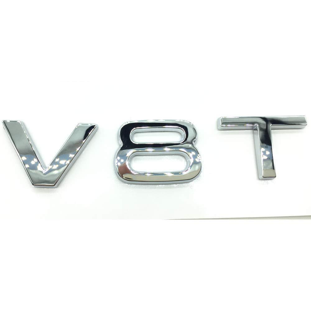 OEM ABS Nameplate compatible for Audi V8 T Chrome Emblem 3D Trunk Logo Badge Compact Decoration - LeoForward Australia
