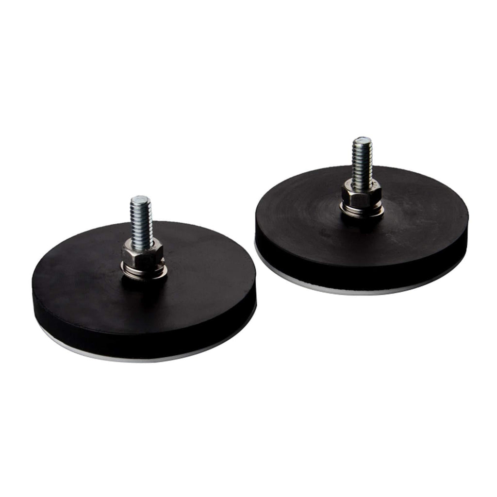 MUTUACTOR 2pack Neodymium Magnetic Base Rubber Coated 1/4"-20 Male Threaded Stud Pot Magnetic Fasteners, 55lbs Vertical Pull-Force Magnet Mount Assembly for Camera Pan Heads Security Light etc D66mm Pull-force 55lb - LeoForward Australia