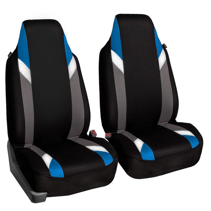  [AUSTRALIA] - TLH Supreme Modernistic Seat Covers Front, Airbag Compatible, Blue Color-Universal Fit for Cars, Auto, Trucks, SUV Black