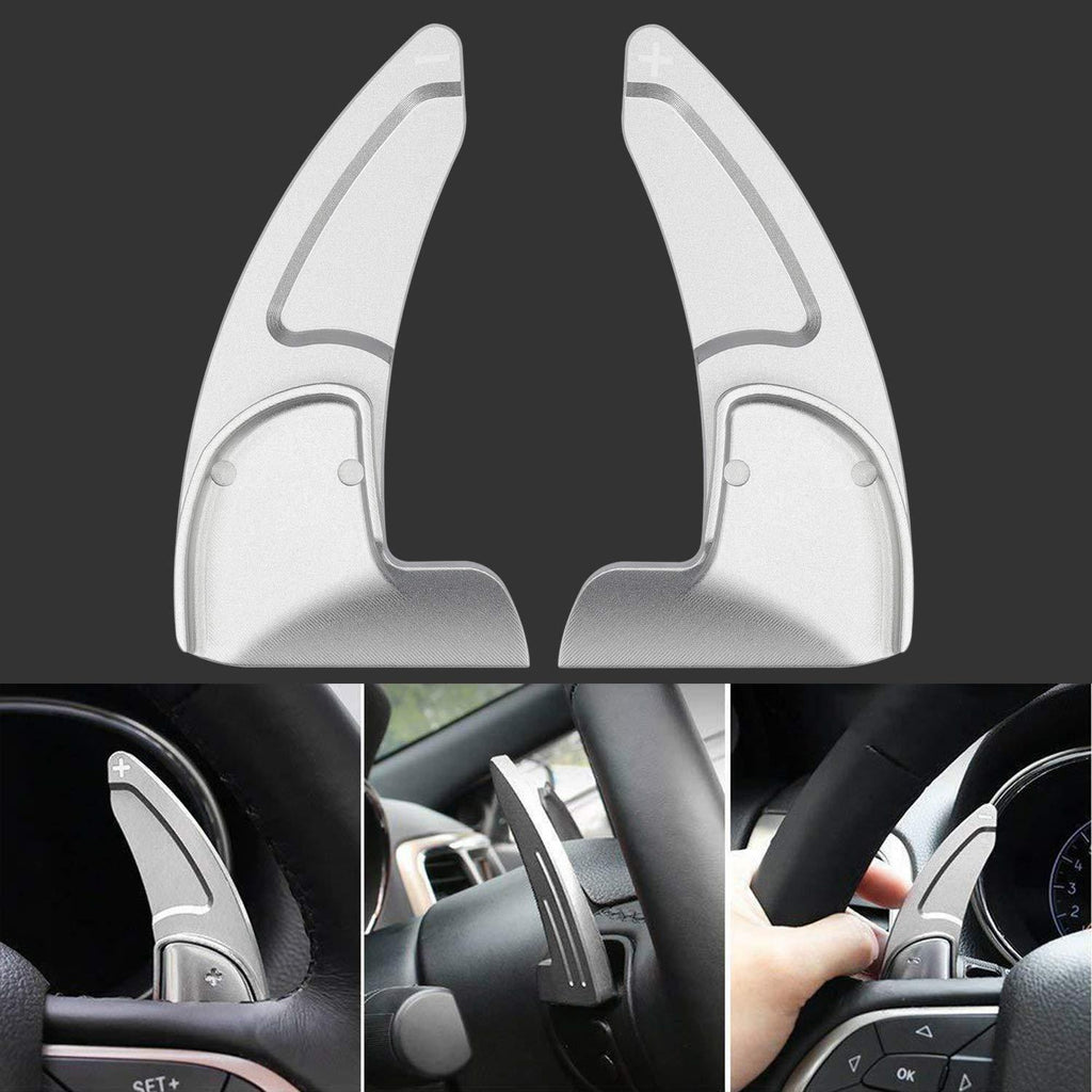  [AUSTRALIA] - Camoo 2 pcs Steering Wheel Shift Paddle Shifter Transfer Extension For 2015-2020 Dodge Charger Challenger Durango RT & Scat Pack (Silver)