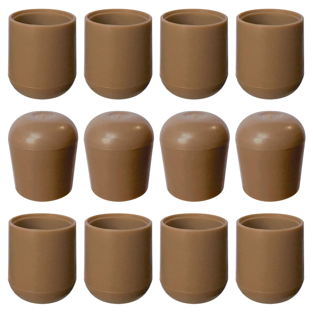  [AUSTRALIA] - Folding Chair Leg Caps Beige 7/8 Inch (12 Pack) - Heavy Duty Nylon Chair End Caps, Non-Marring Round Hardwood Floor Protectors, Compatible Replacement Plugs for Metal and Padded Folding Chairs Tips