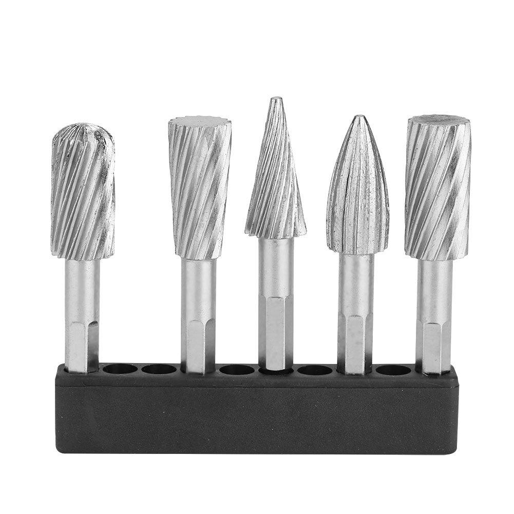 Rotarying File,Jadpes 5pcs 1/4inch Hex Shank High Speeds Steel Burrs Rotarys Files Tools for Aluminum and Iron Hardware for Metal Wood Burs Woodworkins Cutting - LeoForward Australia