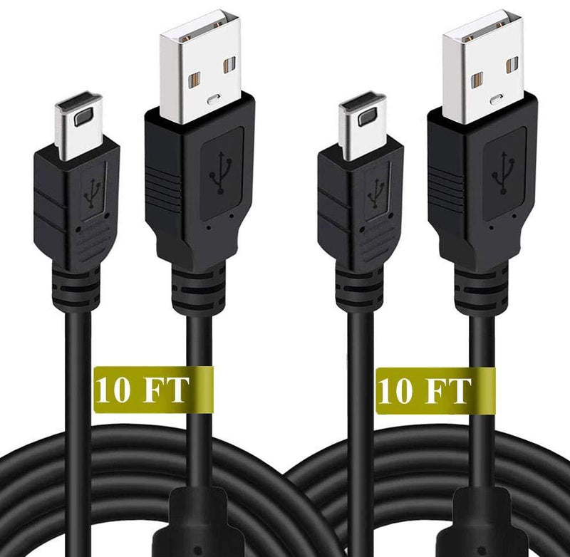  [AUSTRALIA] - 2 Pack 10ft PS3 Controller Charger Cable - Magnetic Ring Mini USB Data Charging Cord for PS Move Playstation 3 Wireless Controller, TI84 Plus CE, Digital Camera