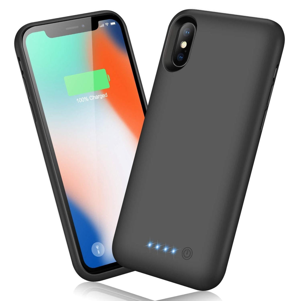  [AUSTRALIA] - QTshine Battery Case for iPhone X/XS/10, Newest [6500mAh] Protective Portable Charging Case Rechargeable Extended Battery Pack for Apple iPhone X/XS/10(5.8') Backup Power Bank Cover - Black