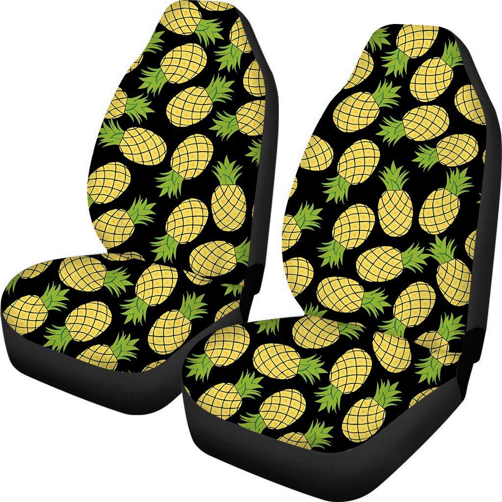  [AUSTRALIA] - HUGS IDEA Tropical Stylish Pineapple Pattern Flexible Polyester Car Interior Seat Covers 2 Piece Full Set for Women Ladies Protectors pineapple 1