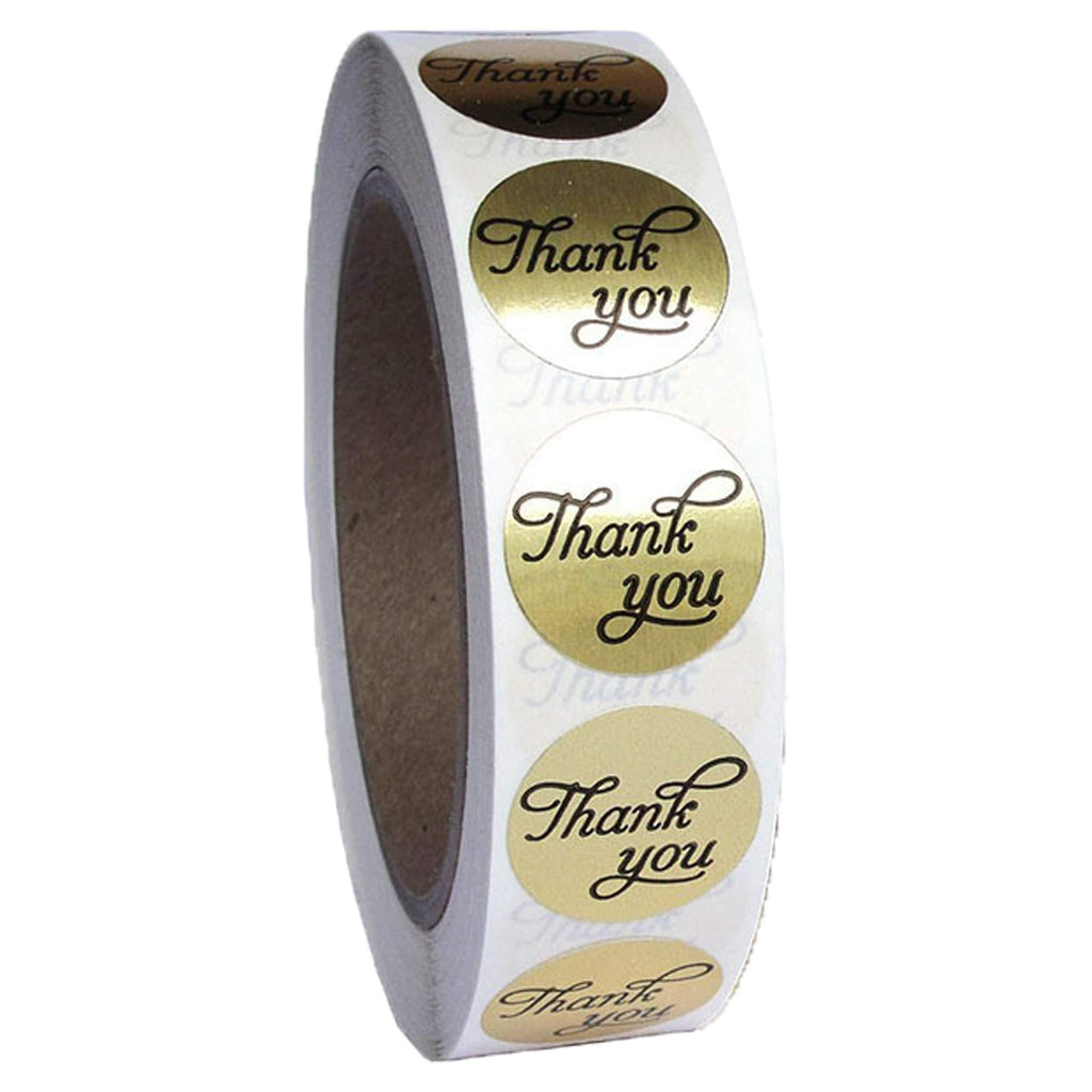 Mr-Label – Roll Labels with Thank You – Permanent Adhesive – Sticker Label for Cards| Envelopes| Reward Stickers| Sealing Stickers – 500 Labels per Roll (Gold Round) Gold Round - LeoForward Australia