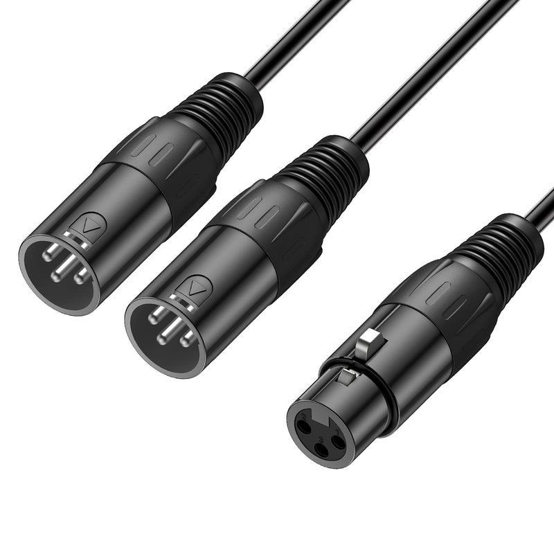  [AUSTRALIA] - J&D XLR Splitter Cable, 3 Pin PVC Shelled 2 XLR Male to XLR Female Y Splitter Balanced Microphone Cable Adapter for Record Mixer AMP Limiter Speaker, 1.6 Feet