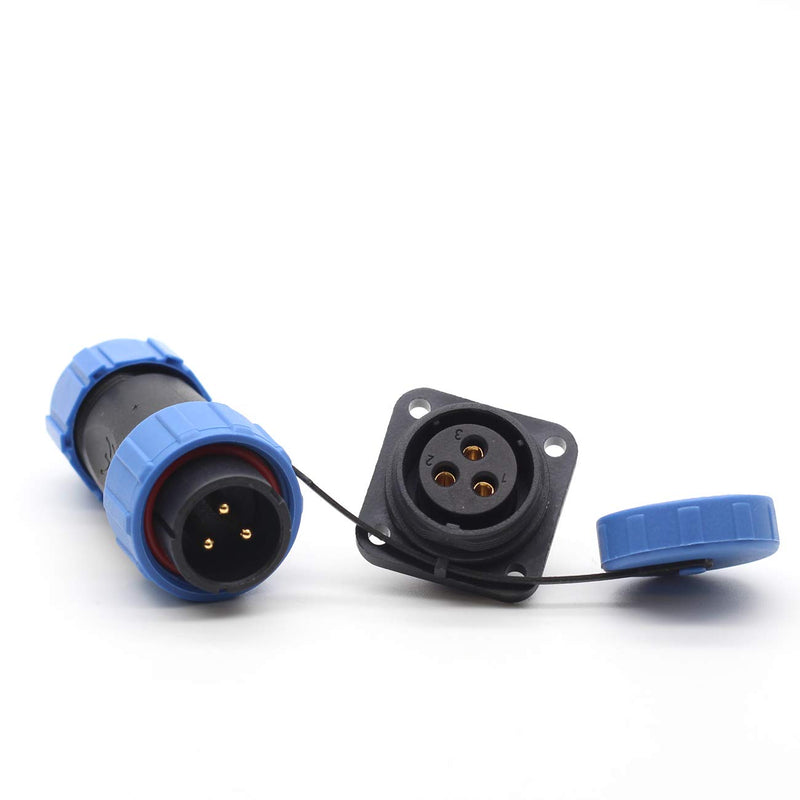  [AUSTRALIA] - SZJELEN SP21 2Pin-12Pin Panel Mount 21mm Waterproof Circular Electrical Wire Connectors,Aviation Cable Connectors (3Pin, Plug Male & Socket Female) 3Pin