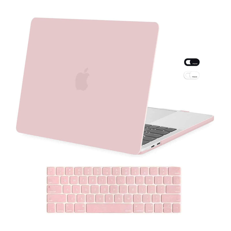  [AUSTRALIA] - MOSISO Compatible with MacBook Pro 13 inch Case 2016-2020 Release A2338 M1 A2289 A2251 A2159 A1989 A1706 A1708, Plastic Hard Shell Case & Keyboard Cover Skin & Webcam Cover, Rose Quartz