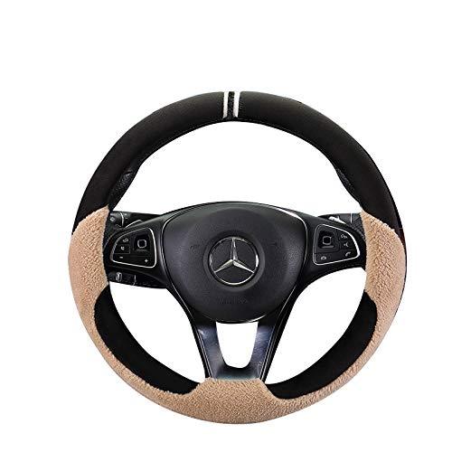  [AUSTRALIA] - FHQSX Steering Wheel Cover Winter Warm Faux Wool Car Steering Wheel Covers for Men Women Soft Non-Slip Durable 15 Inch (Beige) beige