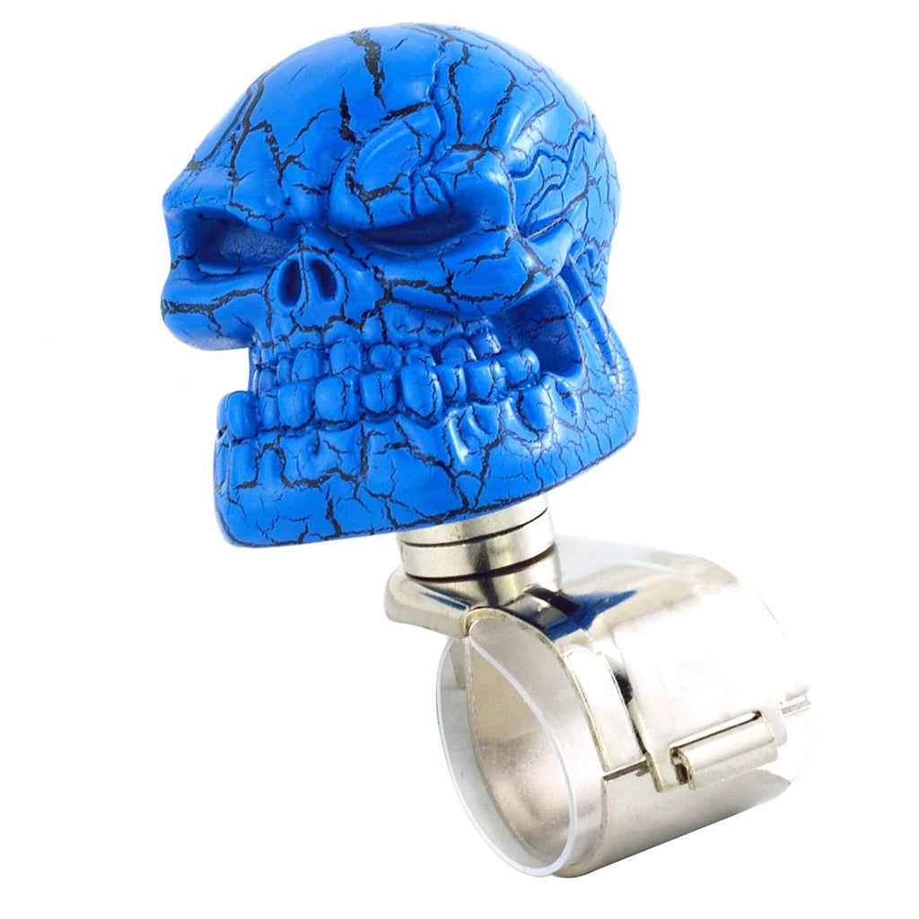  [AUSTRALIA] - Lunsom Skull Steering Wheel Knob Car Suicide Spinner Grip Turning Booster Driving Power Handle Fit Universal Vehicle (Blue) blue