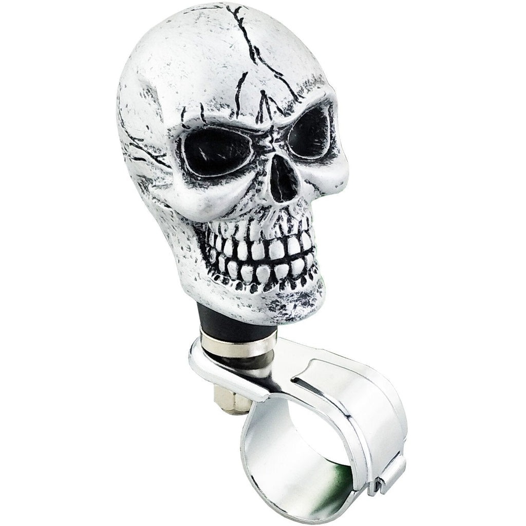  [AUSTRALIA] - Lunsom Skull Shape Steering Wheel Spinner Resin Driving Power Handle Control Grip Booster Suicide Knob Car Turning Aid Helper Fit Universal Vehicle (Silver) silver