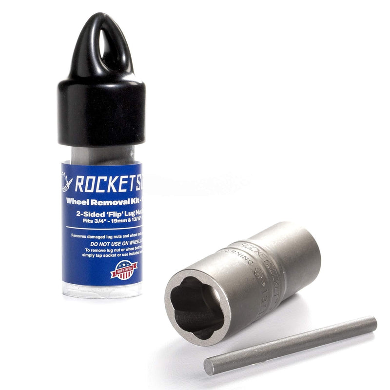  [AUSTRALIA] - ROCKETSOCKET | Made in USA | Lug Nut & Wheel Bolt removal socket | Extract Damaged, Frozen, Rusted, Rounded-off Lug Nuts & Wheel Bolts | 2-sided 1/2" Drive, fits most vehicles | 100% USA Steel
