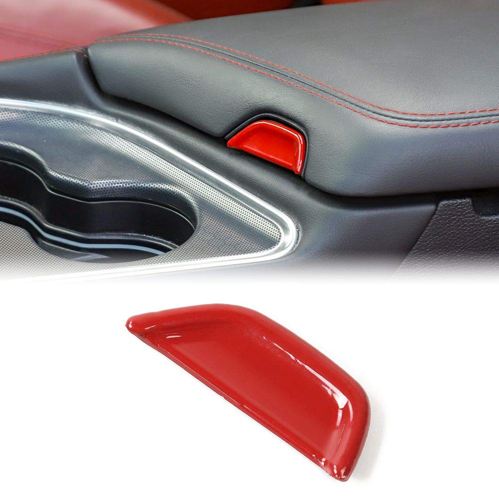  [AUSTRALIA] - Voodonala for Challenger Center Console Armrest Open Button Trim Accessories for Dodge Challenger 2015 up (Red)