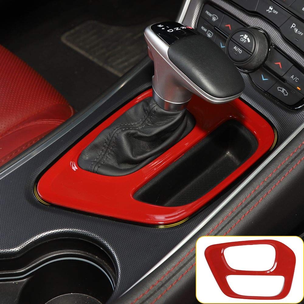  [AUSTRALIA] - Voodonala for Challenger Gear Shift Panel Covers Decoration Trim Accessories for Dodge Challenger 2015 up (Red)