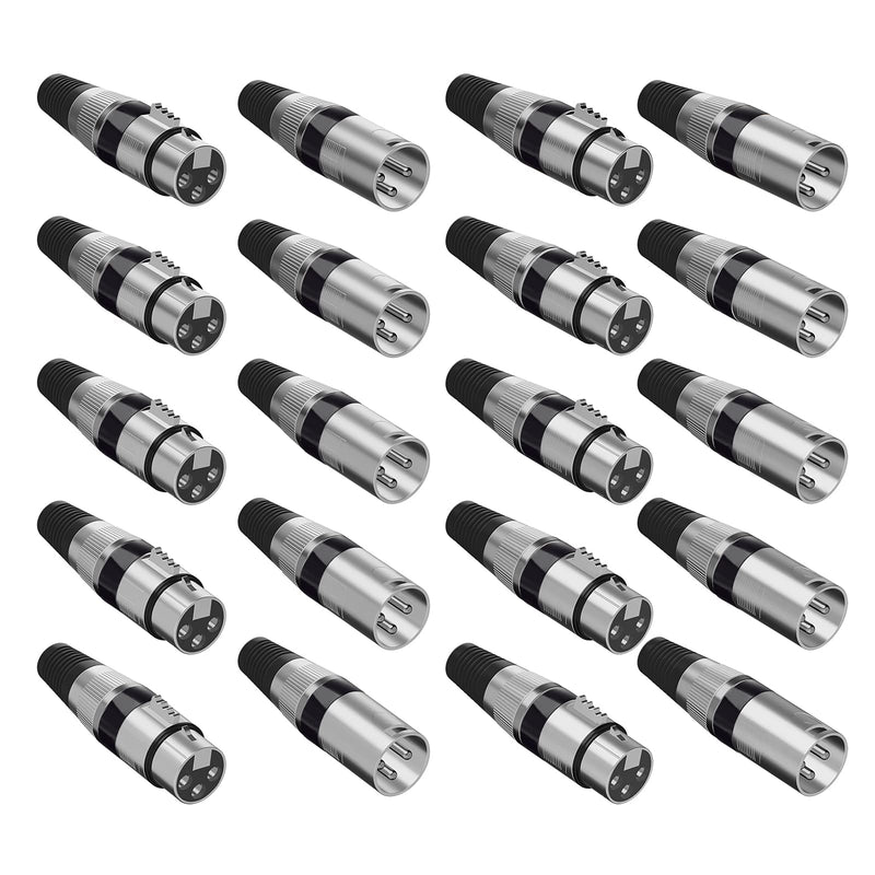  [AUSTRALIA] - XLR Female to Female, EBXYA XLR Connectorn 3 Pin XLR Male Female Microphone Audio Cable Connector Solder Snake Plug Mic XLR Adapter Connectors 10 Pair A Type Colored