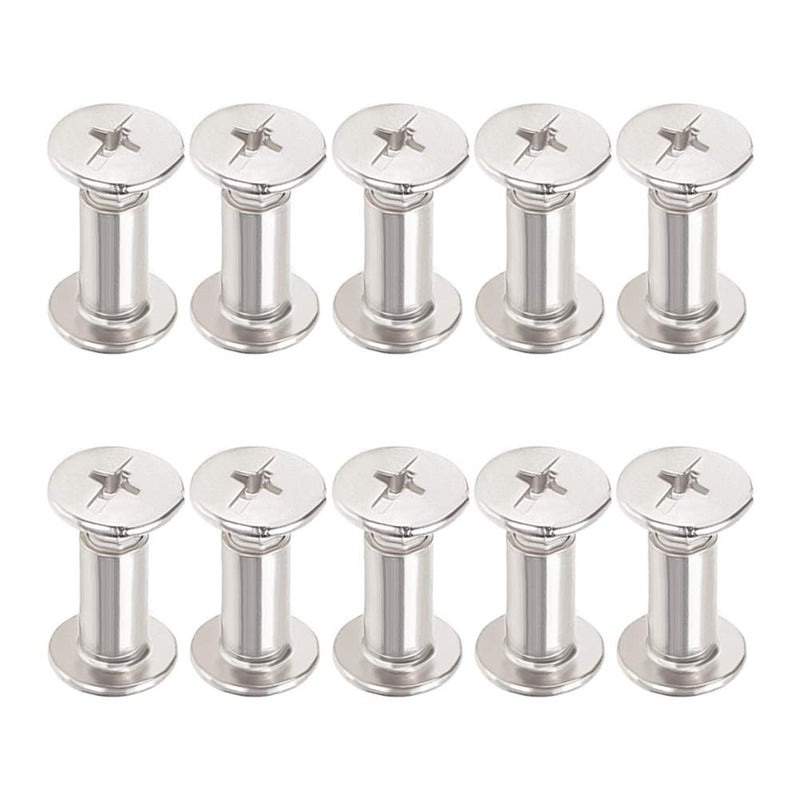  [AUSTRALIA] - MroMax M5x10mm Phillips Binding Screw Post Belt Buckle Binding Bolts Carbon Steel Cross Head Chicago Screws Leather Fastener for Photo Albums Scrapbook Silver Tone 10Pcs M5*10