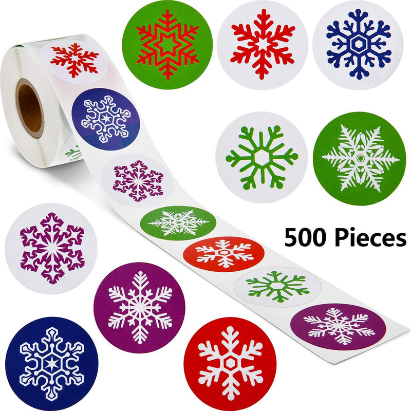 Snowflake Label Stickers Happy New Year Stickers Thank You Seal Stickers Valentine's Day Stickers Inspirational Quote Stickers (Colorful Snowflakes, 500 Pieces) - LeoForward Australia