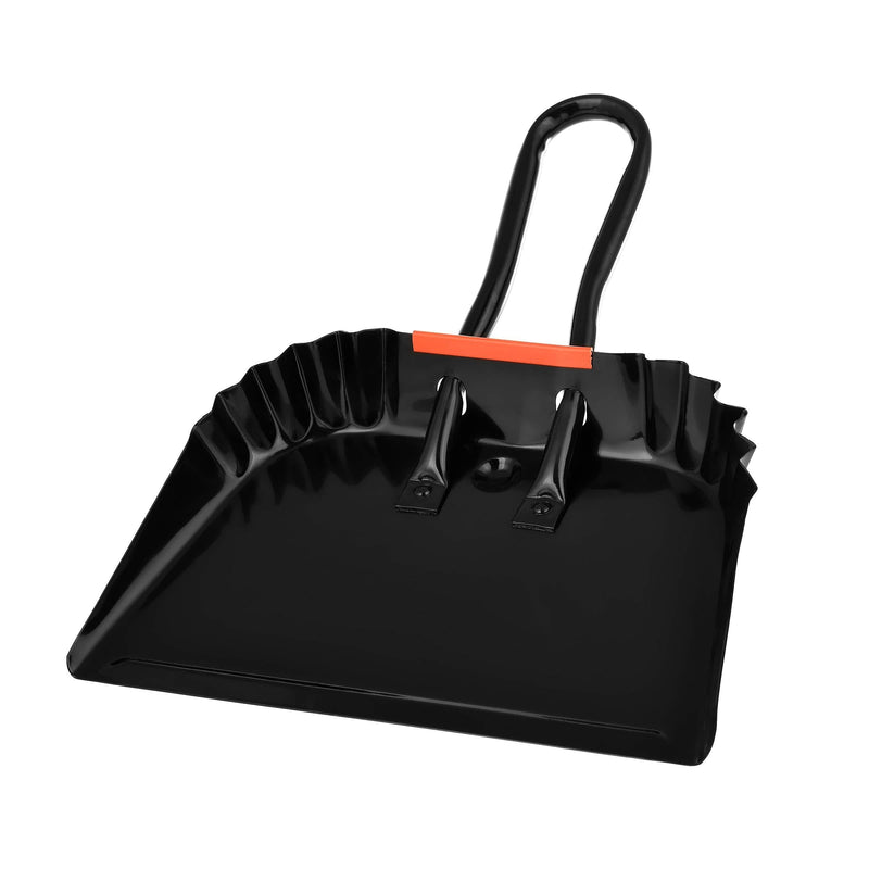 Alpine Industries Heavy-Duty Black Metal Dustpan - Stainless Steel Wide Scooper - Handheld Space Saving Dust and Debris Cleaning Tool Ideal for Home and Commercial Use (12 Inch) 12 Inch (Pack of 1) - LeoForward Australia