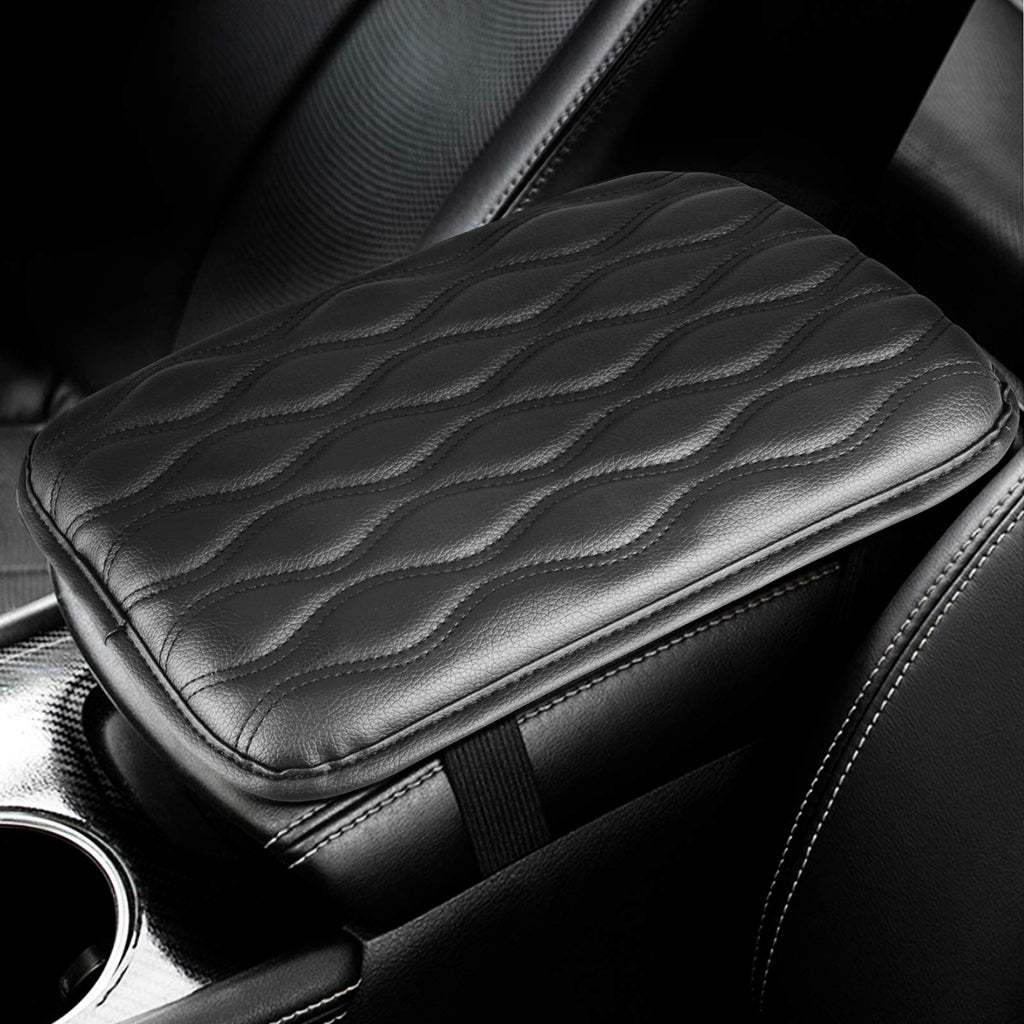  [AUSTRALIA] - EEEKit Universal Center Console Leather Pad, Waterproof Car Armrest Seat Box Cover Protector for Most Vehicle, SUV, Truck, Car, (Black) Black