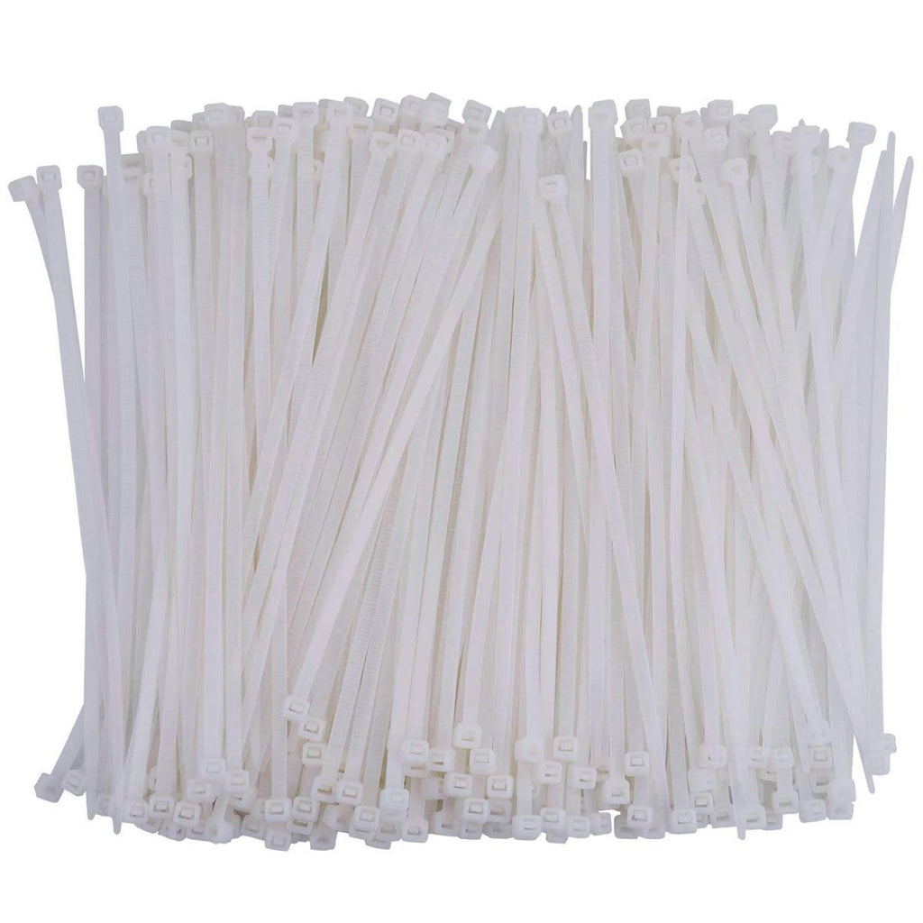  [AUSTRALIA] - ZLYY 1000 Pcs Nylon Cable Zip Ties Self-locking 6 Inch, 0.12" x 6" Standard Medium Length Industrial Grade Cable ties (White) 0.12 x 6inch Clear