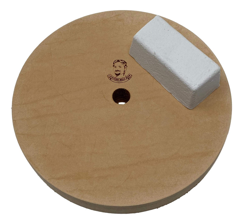  [AUSTRALIA] - 6" (3/4" Width) Leather Honing/Stropping Wheel - Fits 1/2" Arbor - Buffing Compound Included