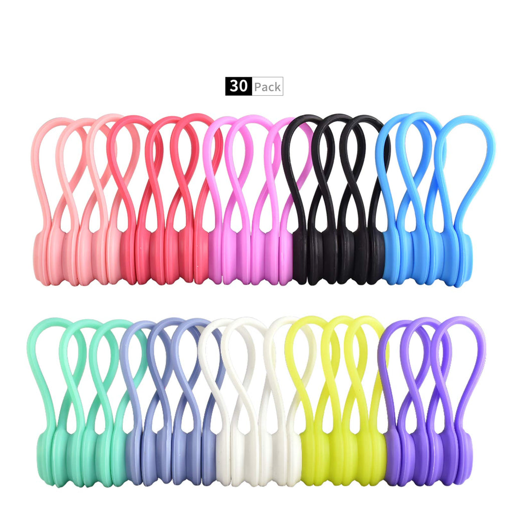  [AUSTRALIA] - DLseego Cord Winders with Reusable Strong Magnet Silicone Twist Ties for for Bundling and Organizing Cables,Headphone Cables,USB Charging Cords,Hanging & Holding Keychain (10 Colors-30Pack) Multi1
