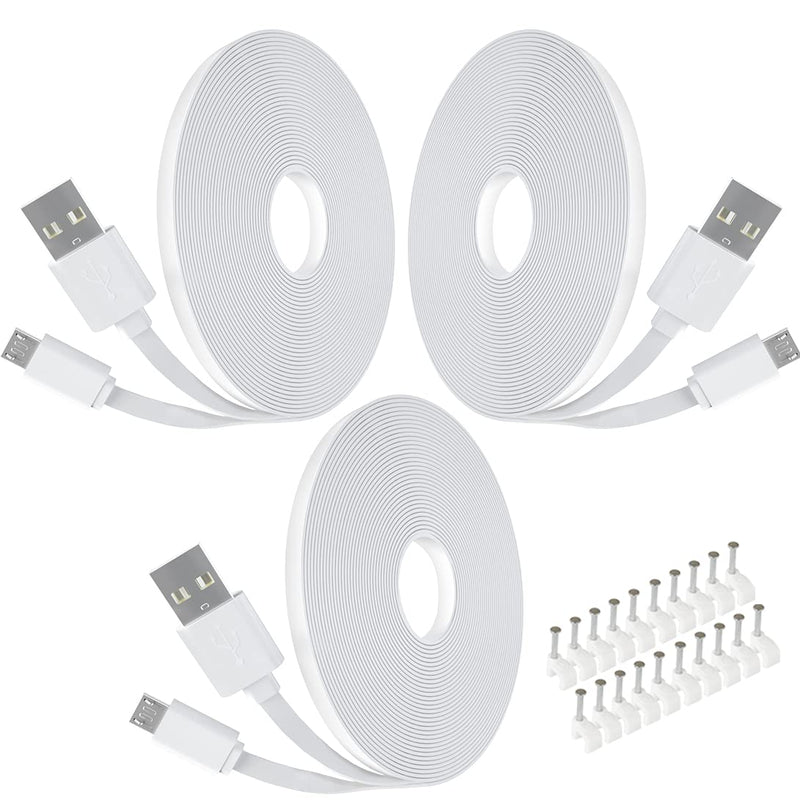  [AUSTRALIA] - 3Pack 20FT USB Power Extension Cord Compatible with Wyze Cam, WyzeCam Pan,Yi Cam,YI Dome Home,Oculus Go,Kasa,Nest Cam,Netvue,Blink,Furbo Dog,Cloud Camera Security Surveillance Charging Cable