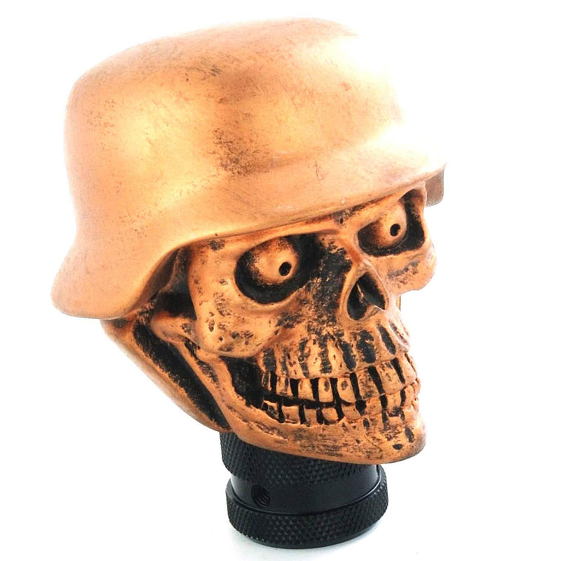  [AUSTRALIA] - Abfer Skull Gear Shift Knob Soldier Style Car Shifter Knobs Shifting Head Lever Fit Universal Automatic Manual Vehicles, Copper Yellow Copper-Yellow