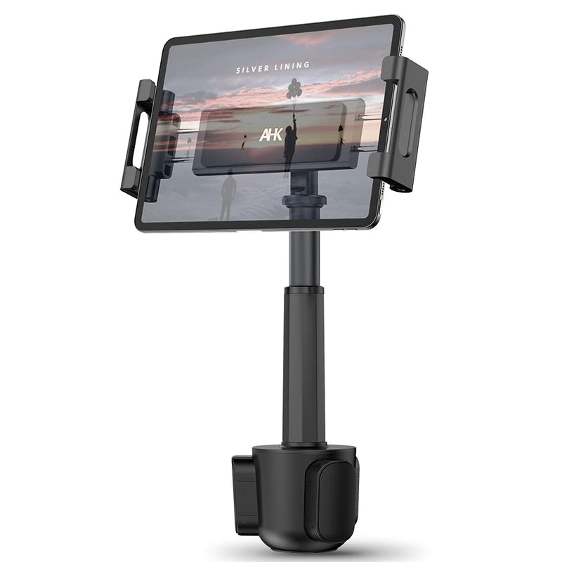  [AUSTRALIA] - Car Cup Holder Tablet Mount, AHK Universal Tablet & Smartphone Car Cradle Holder for iPad Pro/Air/Mini, Kindle,Tablets Nintendo Switch Smartphones, Compatible with 4.7" to 12.9" Devices