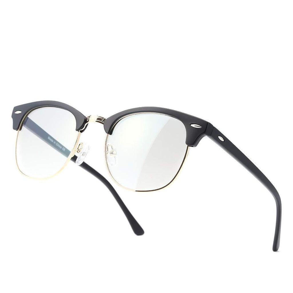 Kimorn Blue Light Blocking Glasses Semi Rimless Eyewear For Women Men Blue Ray Filter Lens KS052 Matte Black Gold Frame/Blue Light Blocking Lens - LeoForward Australia