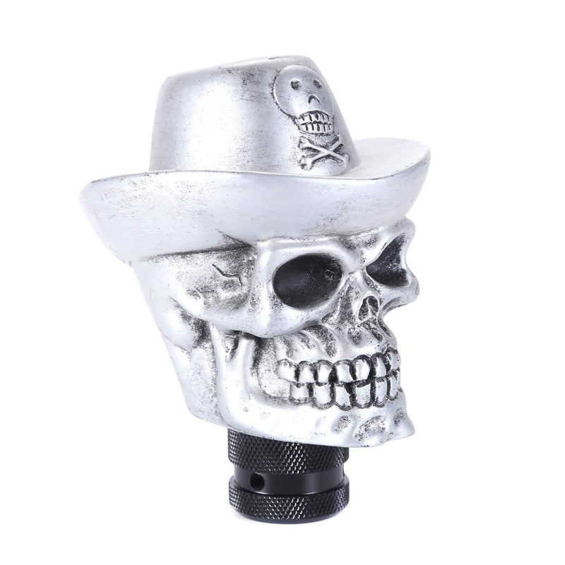  [AUSTRALIA] - Abfer Truck Shift Knob Skull Car Manual Shifter Knobs Shifting Gear Lever Cowboy Style Fit Most Universal Automatic MT Transmission Vehicles, Silver