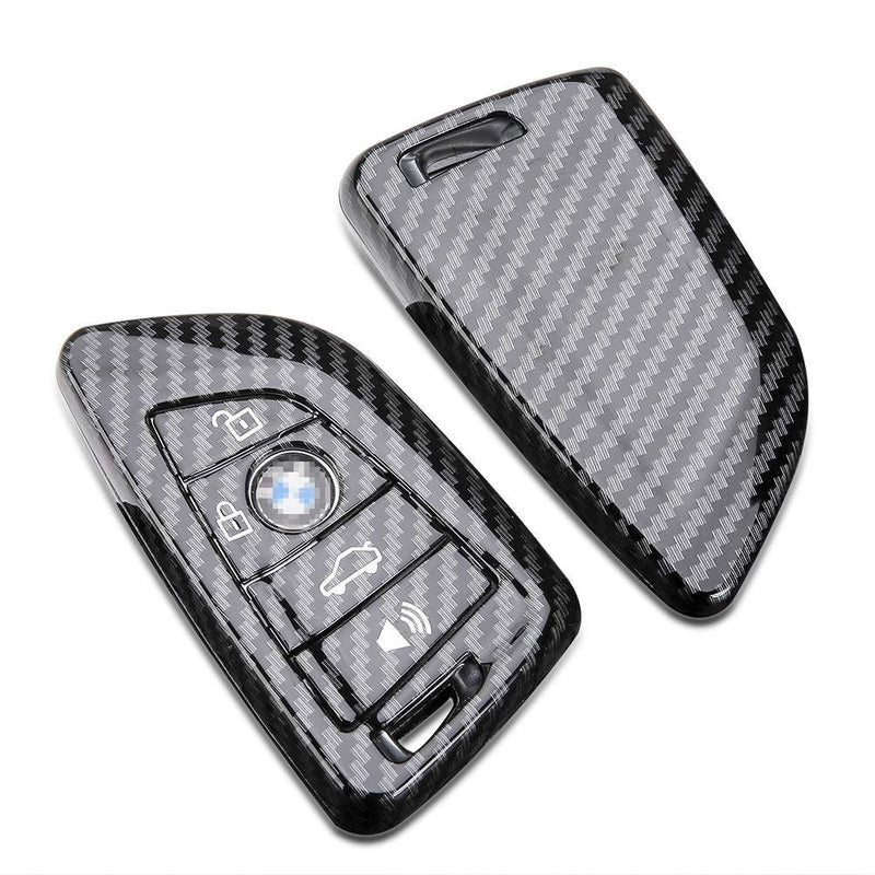 [AUSTRALIA] - DOHON Carbon Fiber Full Cover Key Fob Remote Case Compatible with BMW, 4 Buttons Keyless Entry Smart Remote Key Protective Cover, 2Pcs, Glossy Black 4.7*4.3*1inch