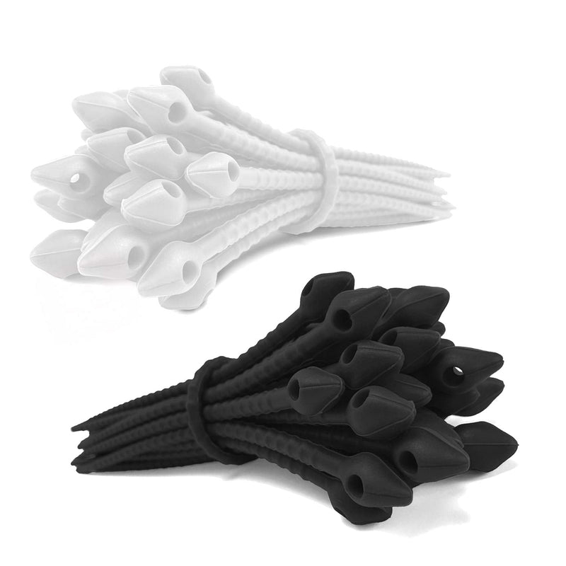  [AUSTRALIA] - Reusable Silicone Cable Twist Ties Organizer Perfect for Cord Management, Electronics Wire Strips, Kitchen, Garden Rubber Wraps and Gear Zip Tie Straps (7 inches) 30-pack - Black + White Pack of 30 Black and White