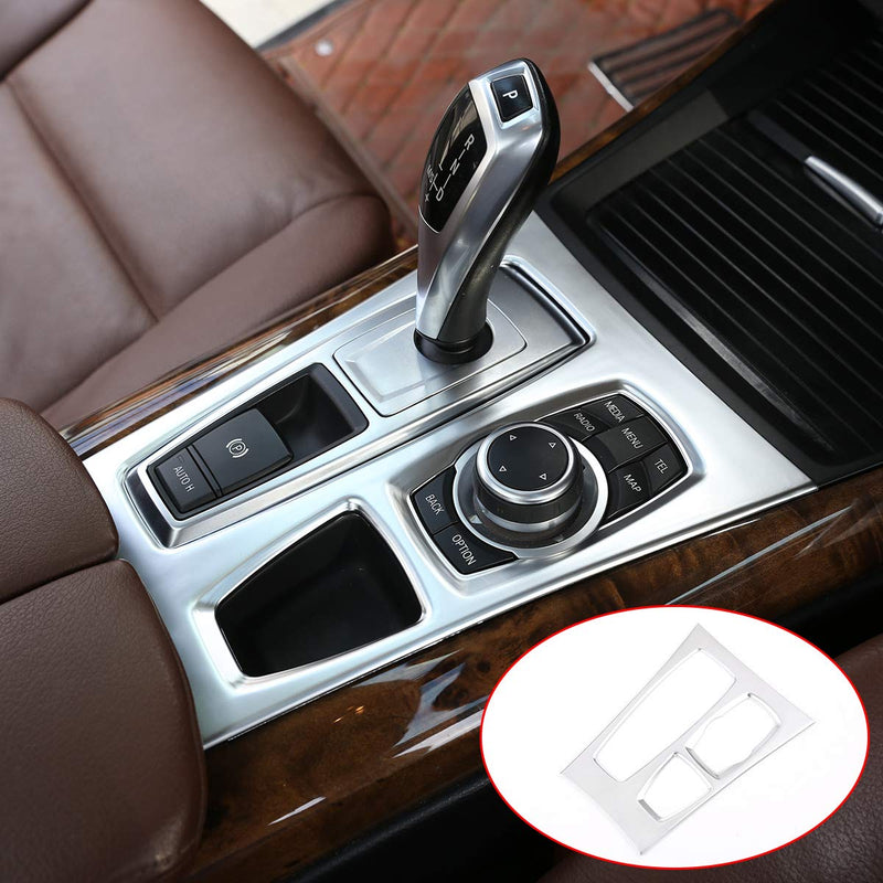  [AUSTRALIA] - YUECHI Left Hand Drive Matte Silver ABS Chrome for BMW X5 X6 E70 E71 2010 2011 2012 2013 Car Center Console Decorative Cover Trim Accessories LHD