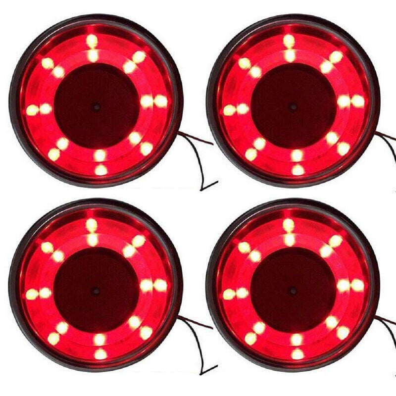  [AUSTRALIA] - Red LED Stainless Steel Cup Holder - 4 Pieces Beverage Car Bottle Cup Holders for Auto Vehicle, Luminous Movable Drink Base with Drain for Car Boat Marine