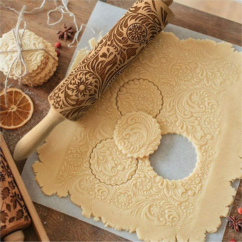  [AUSTRALIA] - Paisley Embossing Rolling Pin 14.9 Inch Engraved Wooden Rolling Pin for Baking,Perfect Christmas Gift for Making Cookies Crusts Pies Pastry Clay New Paisley Rolling Pin