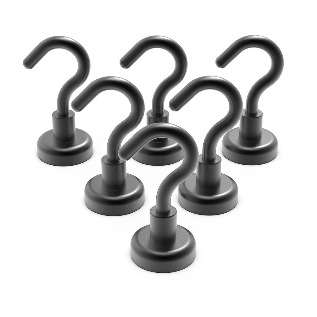  [AUSTRALIA] - Ant Mag Strong Magnet Hooks 24LBS Pulling Force Neodymium Hooks Hangers Heavy Duty Used for Home Kitchen Refrigerator Key Holder Office Workplace Pack of 6 Black