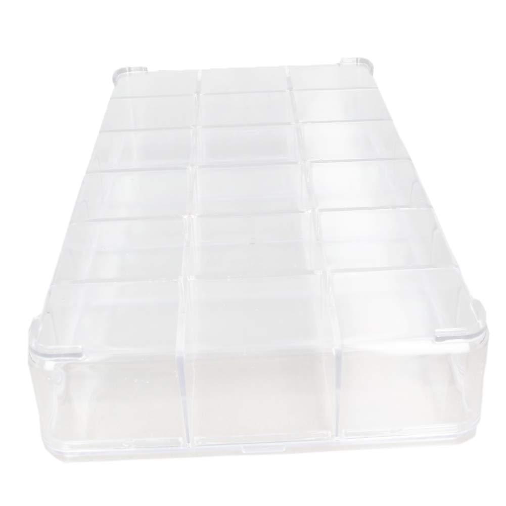  [AUSTRALIA] - MroMax 1pcs 288X165X48mm Clear White Durable Hard Plastic 18 Girds Fixed Compartments Electronic Component Box 288X165X48
