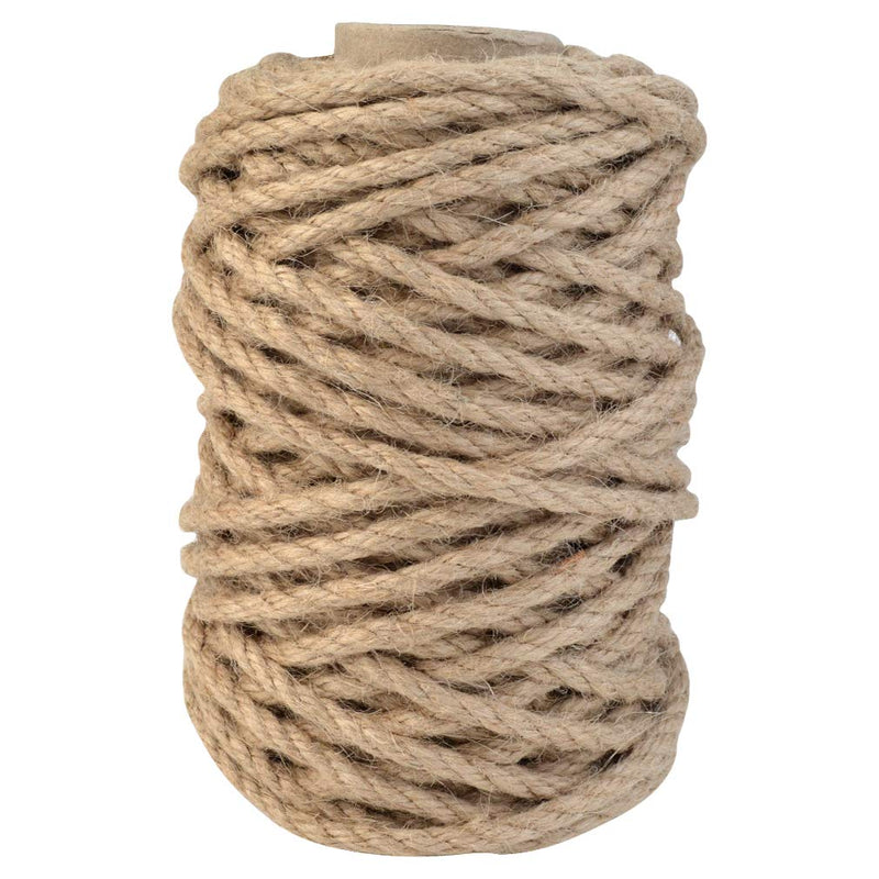  [AUSTRALIA] - Topbuti 5mm Natural Jute Twine 100 Feet Braided Jute Rope, Crafting Twine String Thick Twine for DIY Artwork, Christmas Twine, Gift Wrapping, Gardening Applications