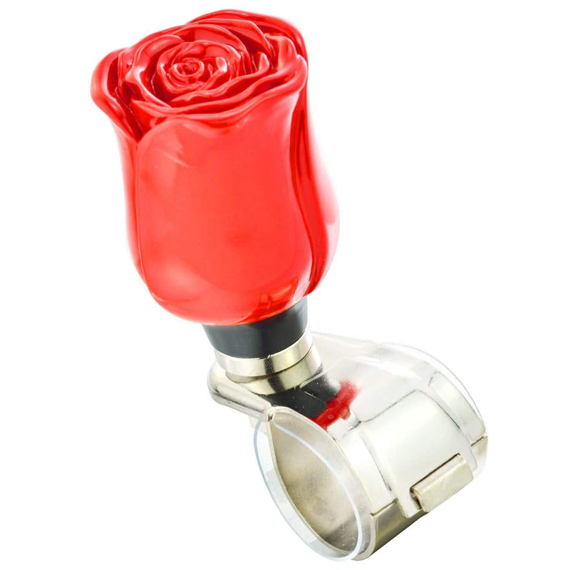  [AUSTRALIA] - Lunsom Rose Wheel Spinner Resin Steering Suicide Knob Driving Power Handle Control Grip Booster Car Turning Aid Helper Fit Universal Vehicle (Red) red