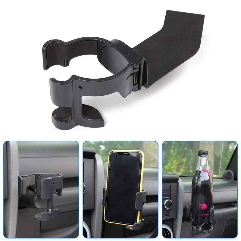  [AUSTRALIA] - JeCar Multi-Functional Cup Holder Cell Phone Bracket, 2 in 1 Bolt-on Stand Bracket for 2007-2010 Jeep Wrangler JK JKU Sport Sahara Rubicon X, Black